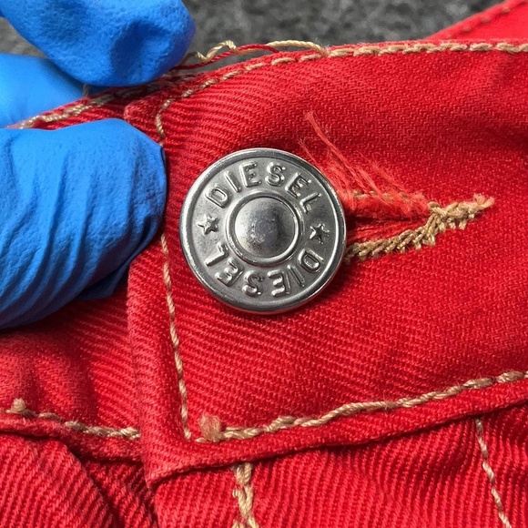 VINTAGE Diesel Jeans 30x30 Red Straight Leg Regular Fit Button Fly Y2K 90s - Picture 5 of 6